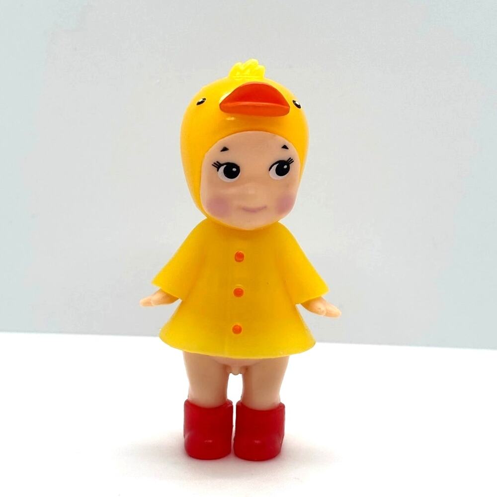 New Kewpie/Angel Collectible Mini Figure, Yellow Duck w/Raincoat, Open Box